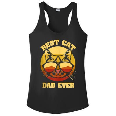 Cat Daddy Cat Lover Gift 80s Retro Best Cat Dad Ever Ladies PosiCharge Competitor Racerback Tank