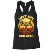 Cat Daddy Cat Lover Gift 80s Retro Best Cat Dad Ever Women's Racerback Tank