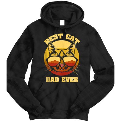 Cat Daddy Cat Lover Gift 80s Retro Best Cat Dad Ever Tie Dye Hoodie