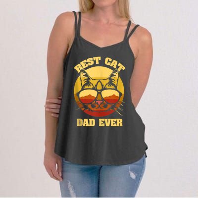 Cat Daddy Cat Lover Gift 80s Retro Best Cat Dad Ever Women's Strappy Tank