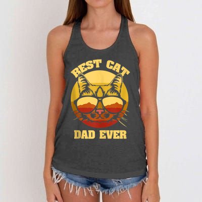 Cat Daddy Cat Lover Gift 80s Retro Best Cat Dad Ever Women's Knotted Racerback Tank