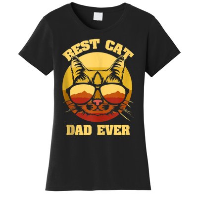 Cat Daddy Cat Lover Gift 80s Retro Best Cat Dad Ever Women's T-Shirt