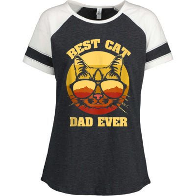 Cat Daddy Cat Lover Gift 80s Retro Best Cat Dad Ever Enza Ladies Jersey Colorblock Tee