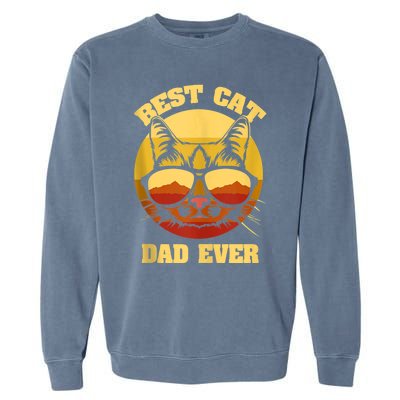 Cat Daddy Cat Lover Gift 80s Retro Best Cat Dad Ever Garment-Dyed Sweatshirt