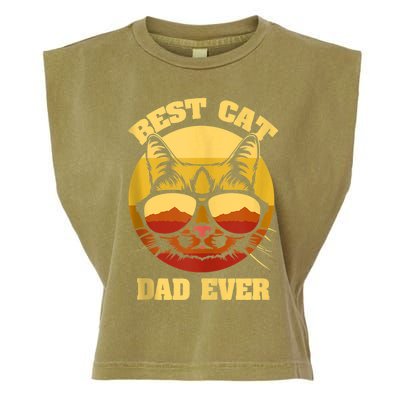 Cat Daddy Cat Lover Gift 80s Retro Best Cat Dad Ever Garment-Dyed Women's Muscle Tee