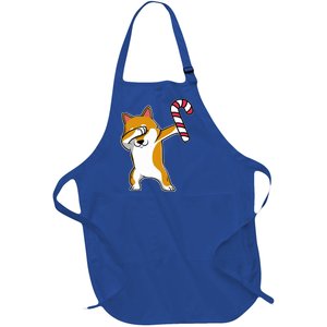 Christmas Dabbing Corgi Puppy Dog Candy Cane Dance Gift Full-Length Apron With Pockets