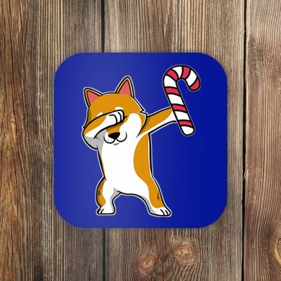 Christmas Dabbing Corgi Puppy Dog Candy Cane Dance Gift Coaster