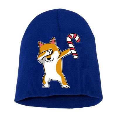 Christmas Dabbing Corgi Puppy Dog Candy Cane Dance Gift Short Acrylic Beanie