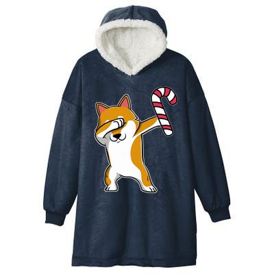 Christmas Dabbing Corgi Puppy Dog Candy Cane Dance Gift Hooded Wearable Blanket