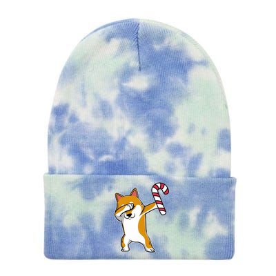 Christmas Dabbing Corgi Puppy Dog Candy Cane Dance Gift Tie Dye 12in Knit Beanie