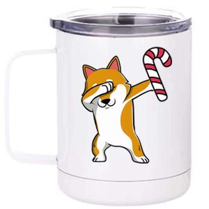 Christmas Dabbing Corgi Puppy Dog Candy Cane Dance Gift 12 oz Stainless Steel Tumbler Cup