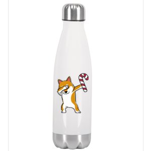 Christmas Dabbing Corgi Puppy Dog Candy Cane Dance Gift Stainless Steel Insulated Water Bottle