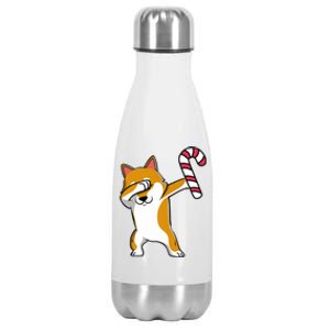 Christmas Dabbing Corgi Puppy Dog Candy Cane Dance Gift Stainless Steel Insulated Water Bottle