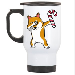 Christmas Dabbing Corgi Puppy Dog Candy Cane Dance Gift Stainless Steel Travel Mug