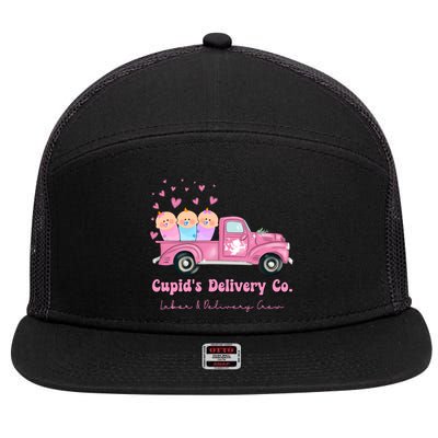 Cupid's Delivery Co Funny L And D Crew Valentines Day Truck Gift 7 Panel Mesh Trucker Snapback Hat