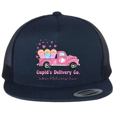 Cupid's Delivery Co Funny L And D Crew Valentines Day Truck Gift Flat Bill Trucker Hat