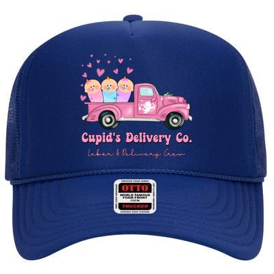 Cupid's Delivery Co Funny L And D Crew Valentines Day Truck Gift High Crown Mesh Back Trucker Hat