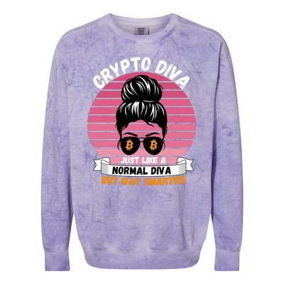 Crypto Diva, Crypto Mom, Plan B, HODL Bitcoin, Blockchain, Crypto Queen Colorblast Crewneck Sweatshirt