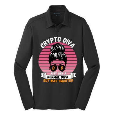 Crypto Diva, Crypto Mom, Plan B, HODL Bitcoin, Blockchain, Crypto Queen Silk Touch Performance Long Sleeve Polo