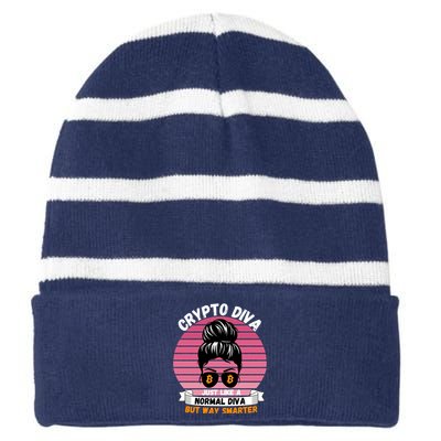 Crypto Diva, Crypto Mom, Plan B, HODL Bitcoin, Blockchain, Crypto Queen Striped Beanie with Solid Band