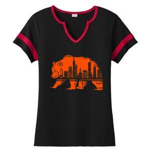 Chicago Downtown City Skyline Illinois Pride Ladies Halftime Notch Neck Tee