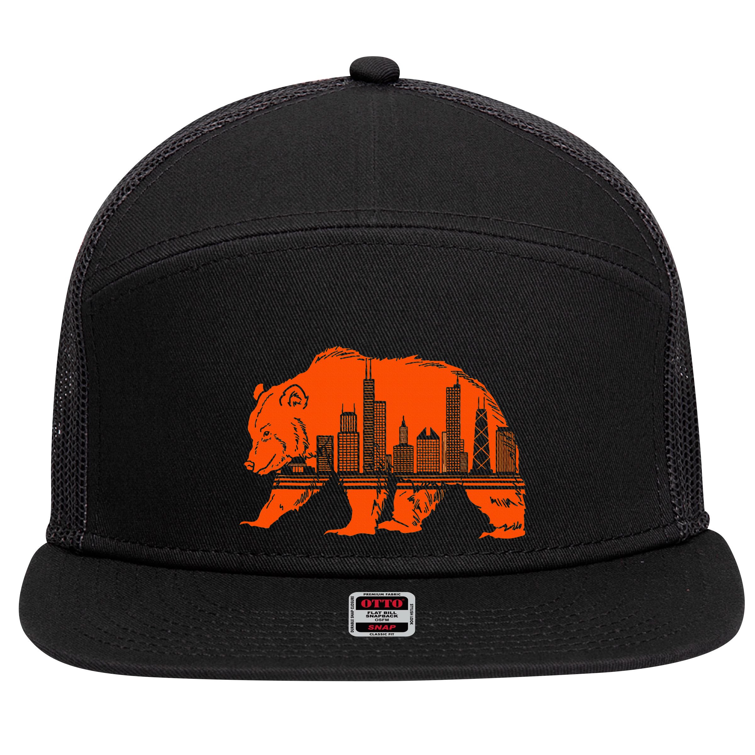 Chicago Downtown City Skyline Illinois Pride 7 Panel Mesh Trucker Snapback Hat