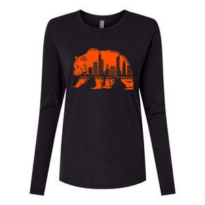 Chicago Downtown City Skyline Illinois Pride Womens Cotton Relaxed Long Sleeve T-Shirt