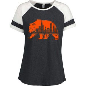 Chicago Downtown City Skyline Illinois Pride Enza Ladies Jersey Colorblock Tee