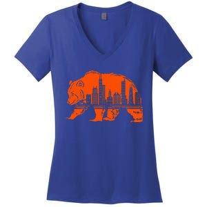 Chicago Downtown City Skyline Illinois Pride Women's V-Neck T-Shirt