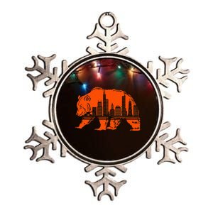 Chicago Downtown City Skyline Illinois Pride Metallic Star Ornament