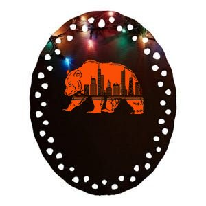 Chicago Downtown City Skyline Illinois Pride Ceramic Oval Ornament