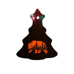 Chicago Downtown City Skyline Illinois Pride Ceramic Tree Ornament