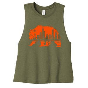 Chicago Downtown City Skyline Illinois Pride Women's Racerback Cropped Tank