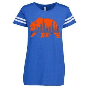 Chicago Downtown City Skyline Illinois Pride Enza Ladies Jersey Football T-Shirt