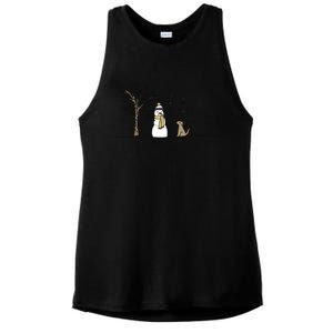 Christmas Dog Christmas Snowman Holiday Dog Ladies PosiCharge Tri-Blend Wicking Tank