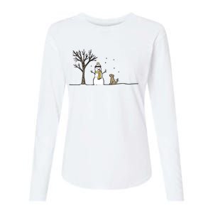 Christmas Dog Christmas Snowman Holiday Dog Womens Cotton Relaxed Long Sleeve T-Shirt