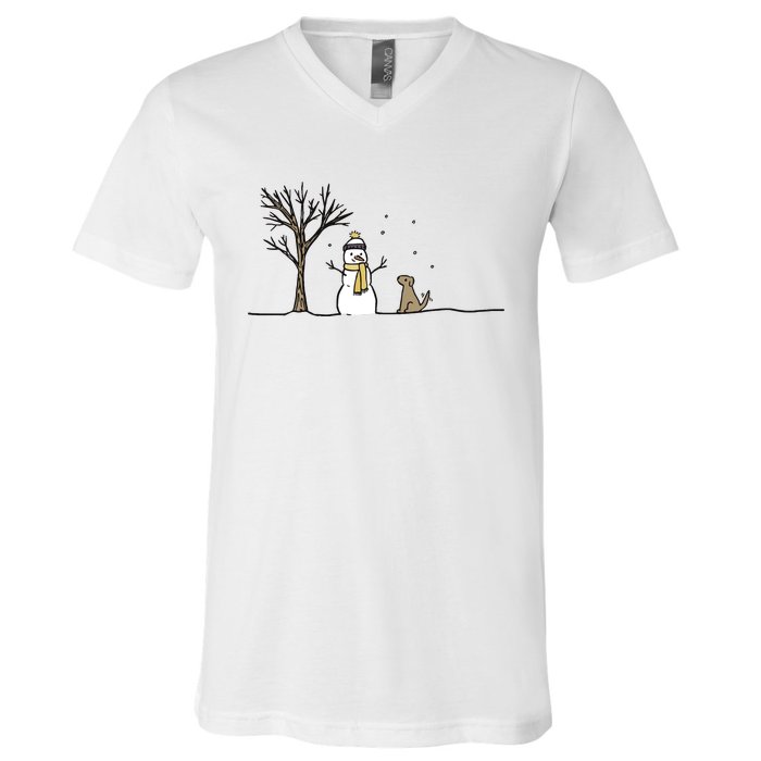 Christmas Dog Christmas Snowman Holiday Dog V-Neck T-Shirt