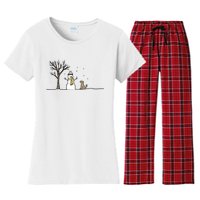 Christmas Dog Christmas Snowman Holiday Dog Women's Flannel Pajama Set