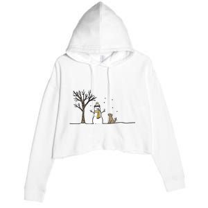 Christmas Dog Christmas Snowman Holiday Dog Crop Fleece Hoodie