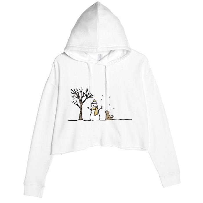 Christmas Dog Christmas Snowman Holiday Dog Crop Fleece Hoodie