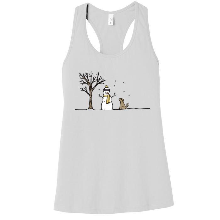 Christmas Dog Christmas Snowman Holiday Dog Women's Racerback Tank