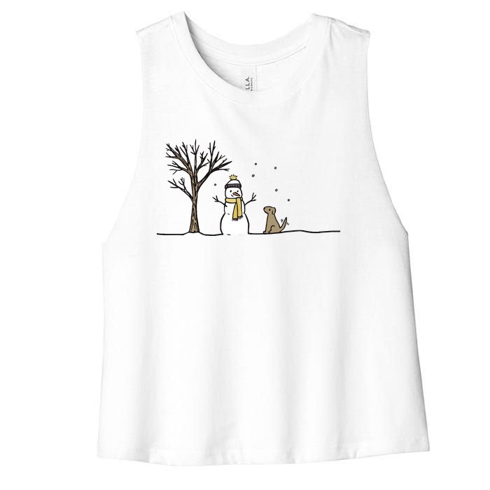 Christmas Dog Christmas Snowman Holiday Dog Women's Racerback Cropped Tank