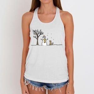 Christmas Dog Christmas Snowman Holiday Dog Women's Knotted Racerback Tank