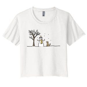 Christmas Dog Christmas Snowman Holiday Dog Women's Crop Top Tee