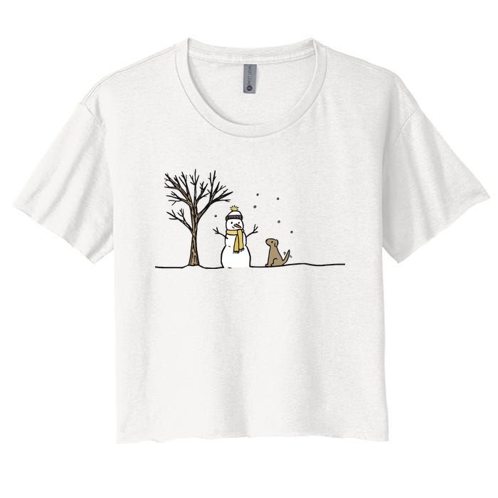 Christmas Dog Christmas Snowman Holiday Dog Women's Crop Top Tee