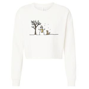 Christmas Dog Christmas Snowman Holiday Dog Cropped Pullover Crew