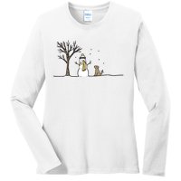 Christmas Dog Christmas Snowman Holiday Dog Ladies Long Sleeve Shirt