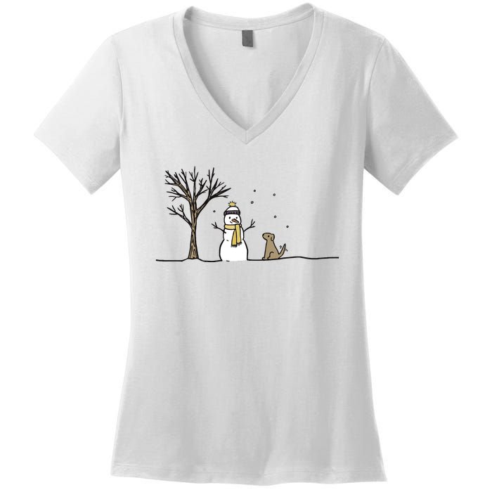 Christmas Dog Christmas Snowman Holiday Dog Women's V-Neck T-Shirt