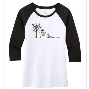 Christmas Dog Christmas Snowman Holiday Dog Women's Tri-Blend 3/4-Sleeve Raglan Shirt