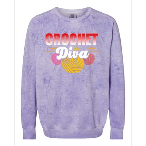 Crochet Diva Crocheter And Crocheting Lover Funny Gift Colorblast Crewneck Sweatshirt